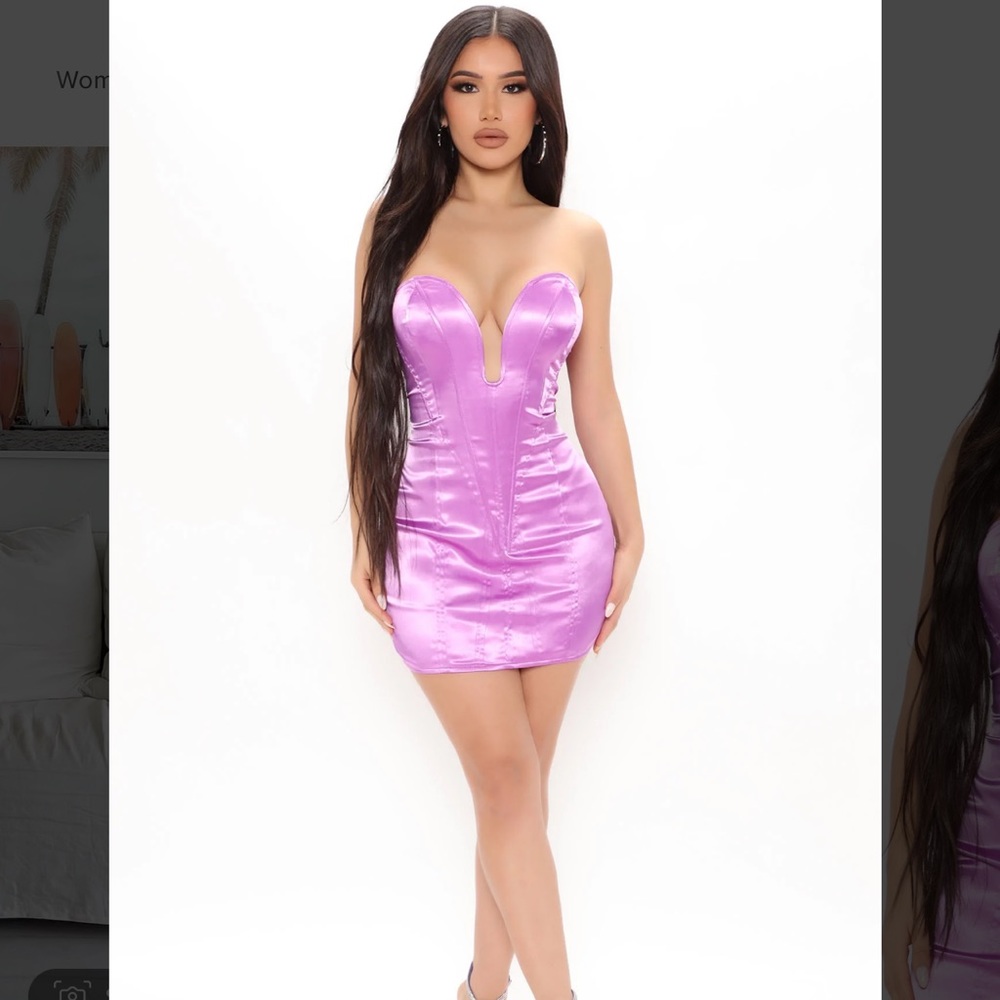Fashion Nova satin micro mini dress purple